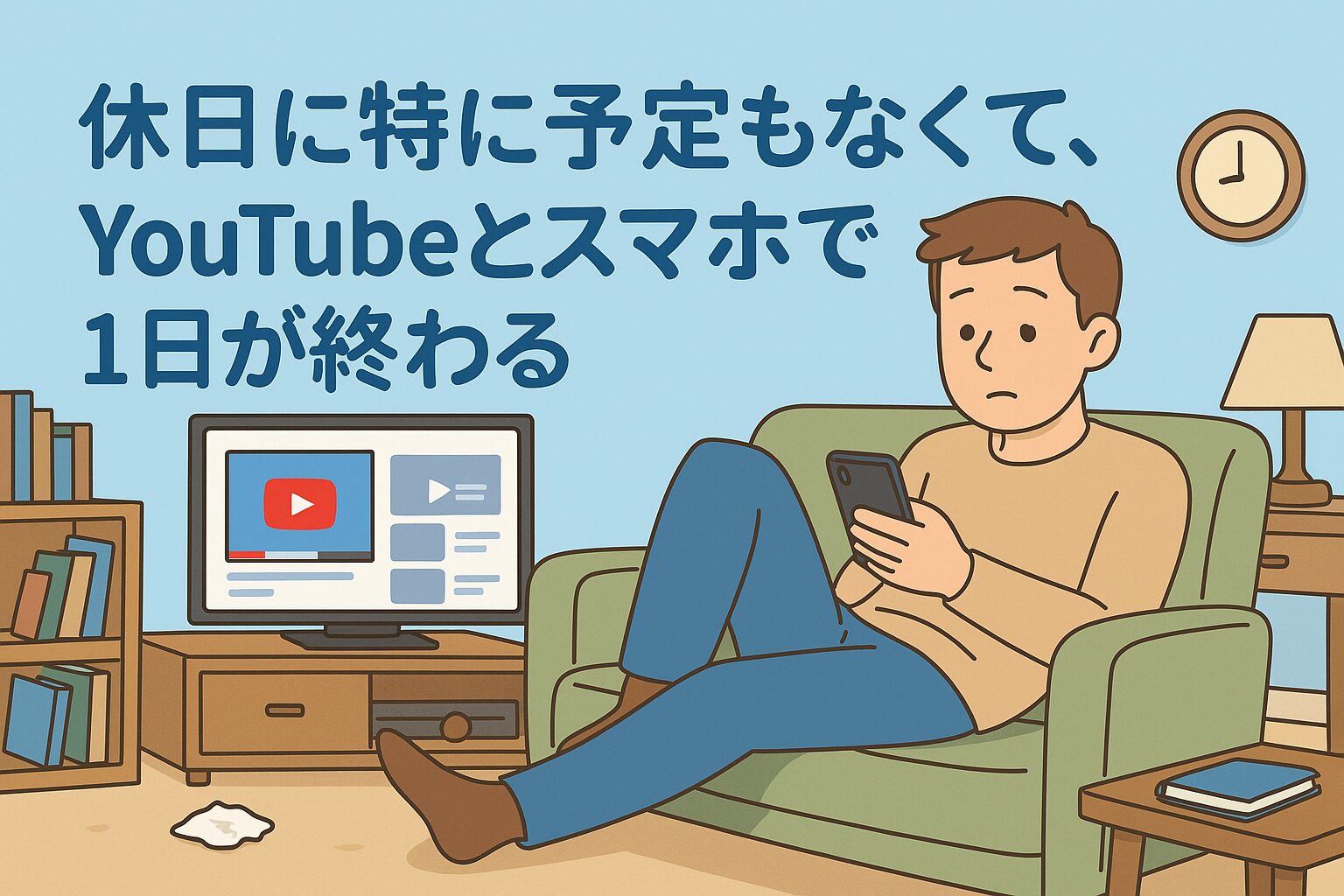 休日に特に予定もなくて、YouTubeとスマホで一日が終わる。